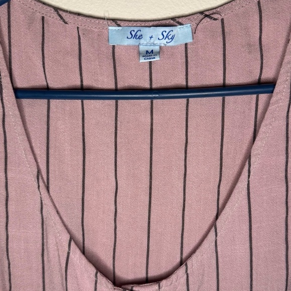 Pink Striped Cropped Top with Tie size medium - Picture 3 of 4